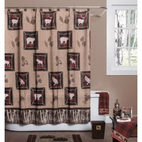 Rustic Log Cabin Wilderness Shower Curtain in Polyester Fabric