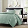 Full / Queen Seafoam Blue Green Quilted Coverlet Quilt Set with 2 Shams