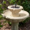 2-Tier Solar Fountain Bird Bath in Weather Resistant Fiberglass Resin