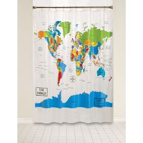 World Map Atlas Countries Oceans Map Shower Curtain