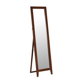 Modern Classic Full Length Leaning Floor Mirror with Brown Wood Frame