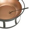 Copper Fire Pit with Black Iron Stand Grate and Fire Poker