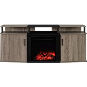 Sonoma Oak / Black Electric Fireplace TV Stand - Accommodates up to 70-inch TV