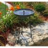 Matte Black Bowl Solar Fountain Bird Bath with Wrought Iron Stand