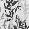 Tree Branch Leaves Black White Grey Fabric Shower Curtain