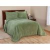 Twin size Sage Green Cotton Chenille Bedspread with Fringe Edge