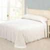 King size White Cotton Chenille Bedspread with Fringed Edges