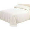 King size White Cotton Chenille Bedspread with Fringed Edges