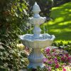 2-Tier Outdoor Fountain with Pineapple Top in Weather Resistant Resin