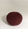 Handmade Round Knitted Pouf | Marsala | 50x35cm